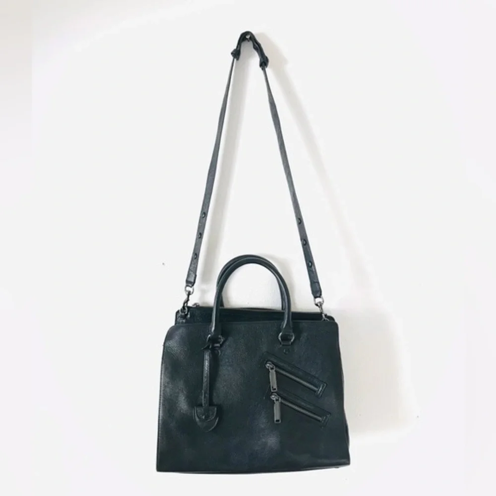 rebecca minkoff black leather jamie satchel /crossbody purse